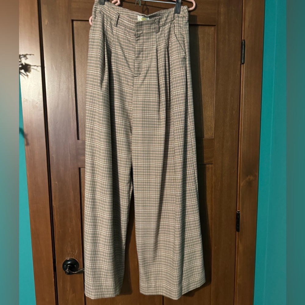 Anthropologie Women’s wide leg plaid Pants